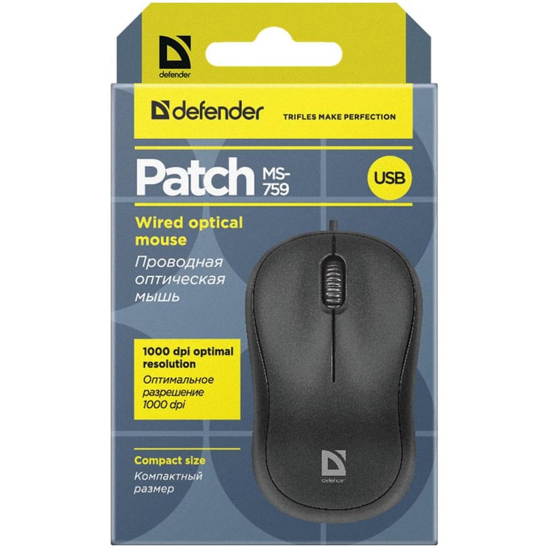 Мишка Defender Patch MS-759 Black (52759) - фото 5