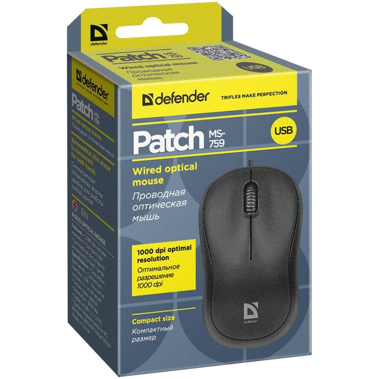 Мишка Defender Patch MS-759 Black (52759) - фото 6