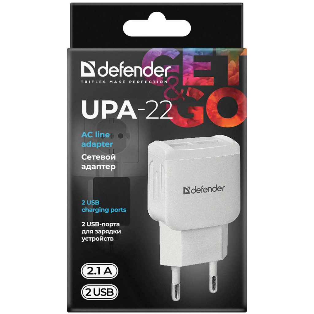 Зарядний пристрій Defender UPA-22 white, 2xUSB, 2.1A (83580) - фото 4 Зарядний пристрій Defender UPA-22 white, 2xUSB, 2.1A (83580) - фото 4