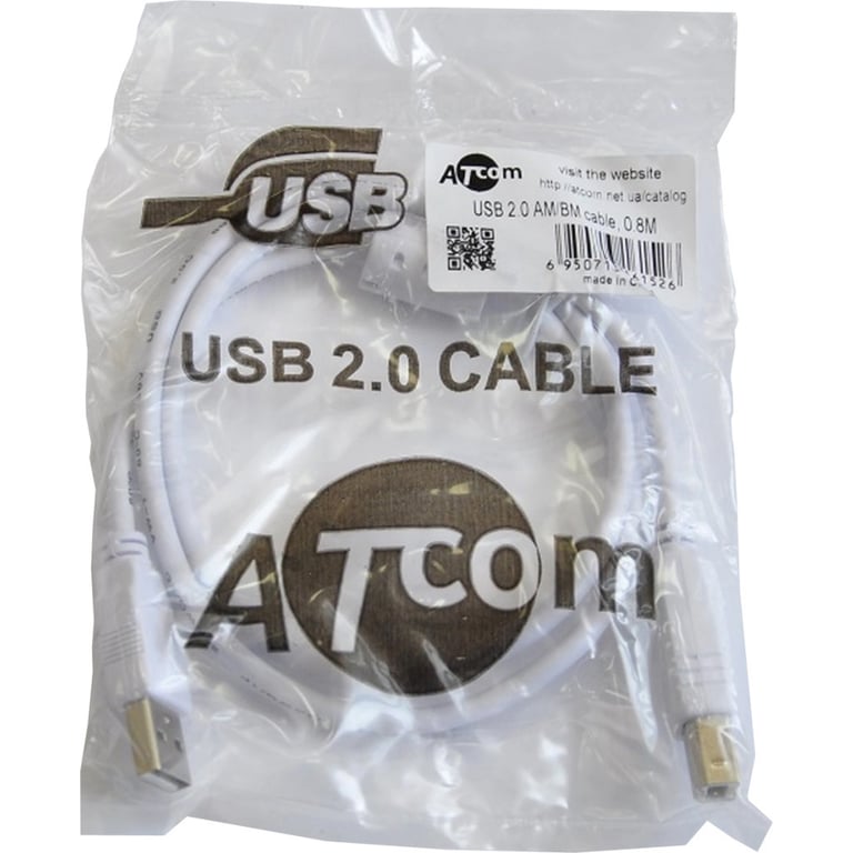 Кабель для принтера USB 2.0 AM/BM 1.5m ferite Atcom (5474) - фото 2
