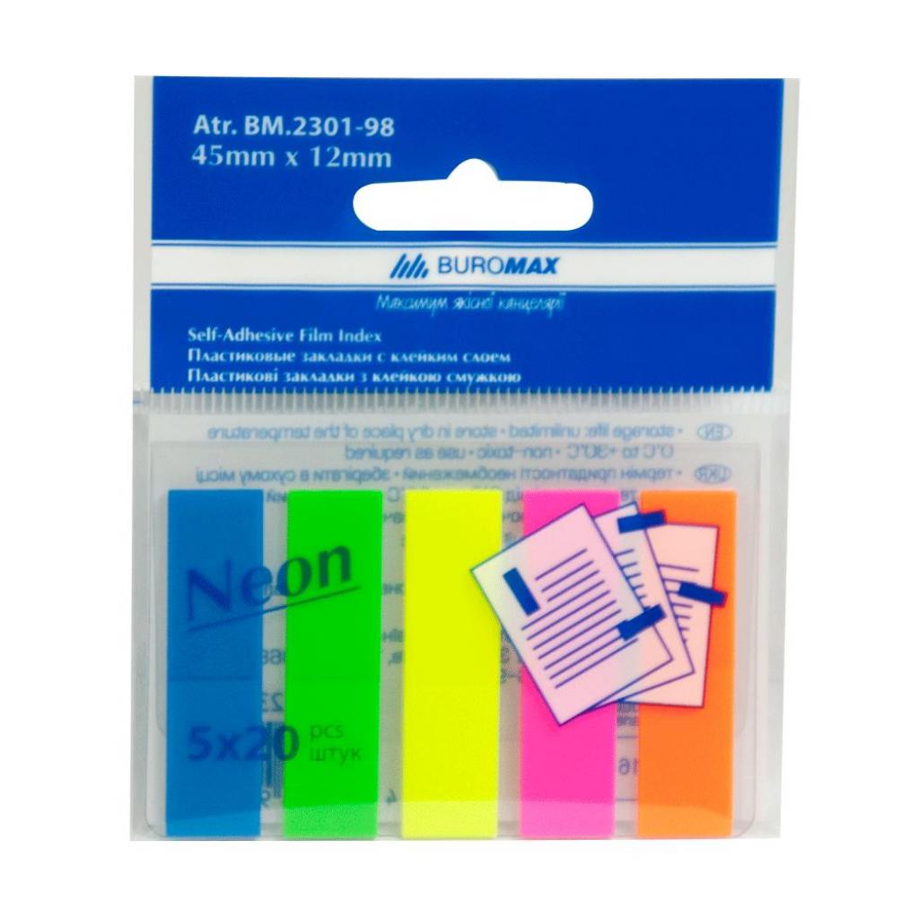 Стікер-закладка Buromax Plastic bookmarks 45x12mm, 5х20шт, rectangles, neon colors (BM.2301-98) Стікер-закладка Buromax Plastic bookmarks 45x12mm, 5х20шт, rectangles, neon colors (BM.2301-98)