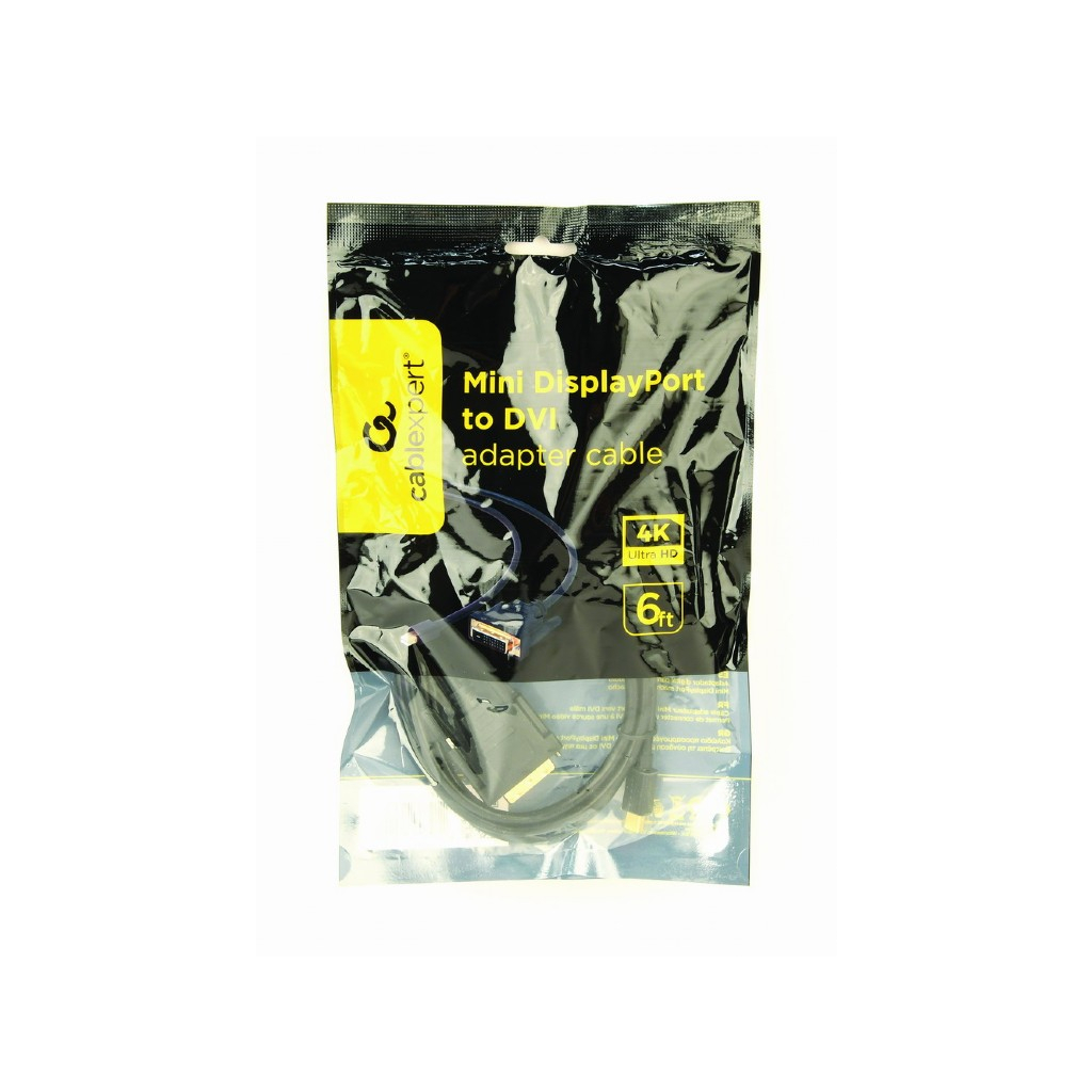 Кабель мультимедійний miniDisplayPort M to DVI M 1.8m 24+1pin Cablexpert (CC-mDPM-DVIM-6) - фото 5 Кабель мультимедійний miniDisplayPort M to DVI M 1.8m 24+1pin Cablexpert (CC-mDPM-DVIM-6) - фото 5