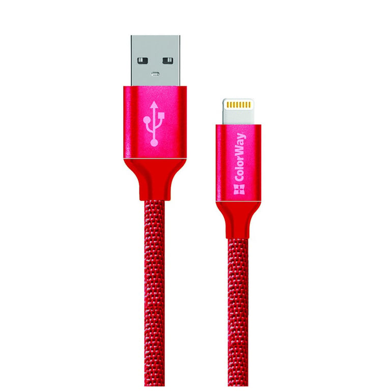Дата кабель Кабель Colorway USB - Apple Lightning 2.1А 1м червоний ColorWay (CW-CBUL004-RD) - фото 1