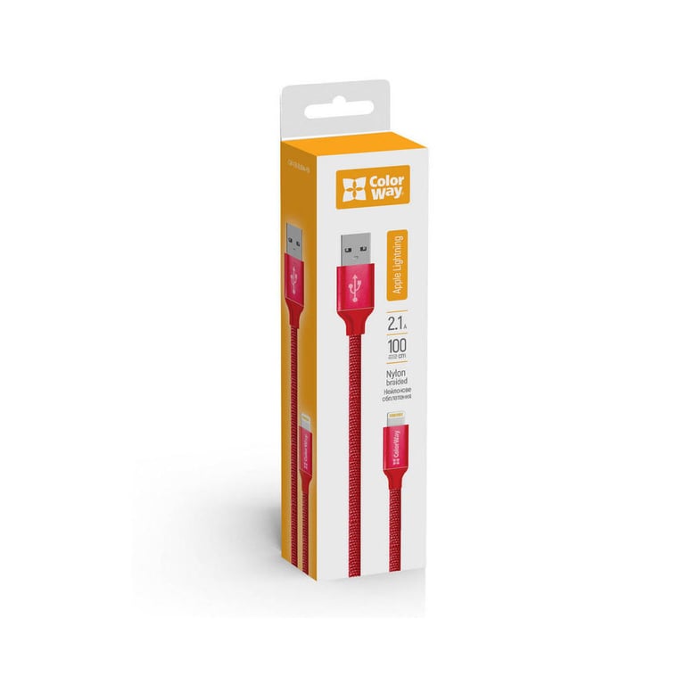 Дата кабель Кабель Colorway USB - Apple Lightning 2.1А 1м червоний ColorWay (CW-CBUL004-RD) - фото 3