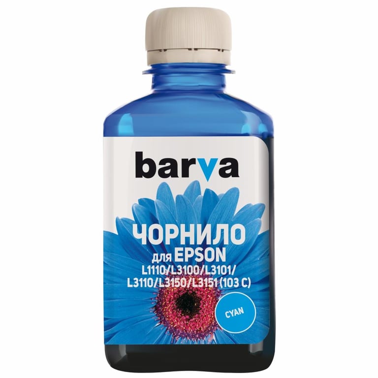 Чорнило Barva EPSON L1110/L3100 (103) 180мл CYAN (E103-696) - фото 1