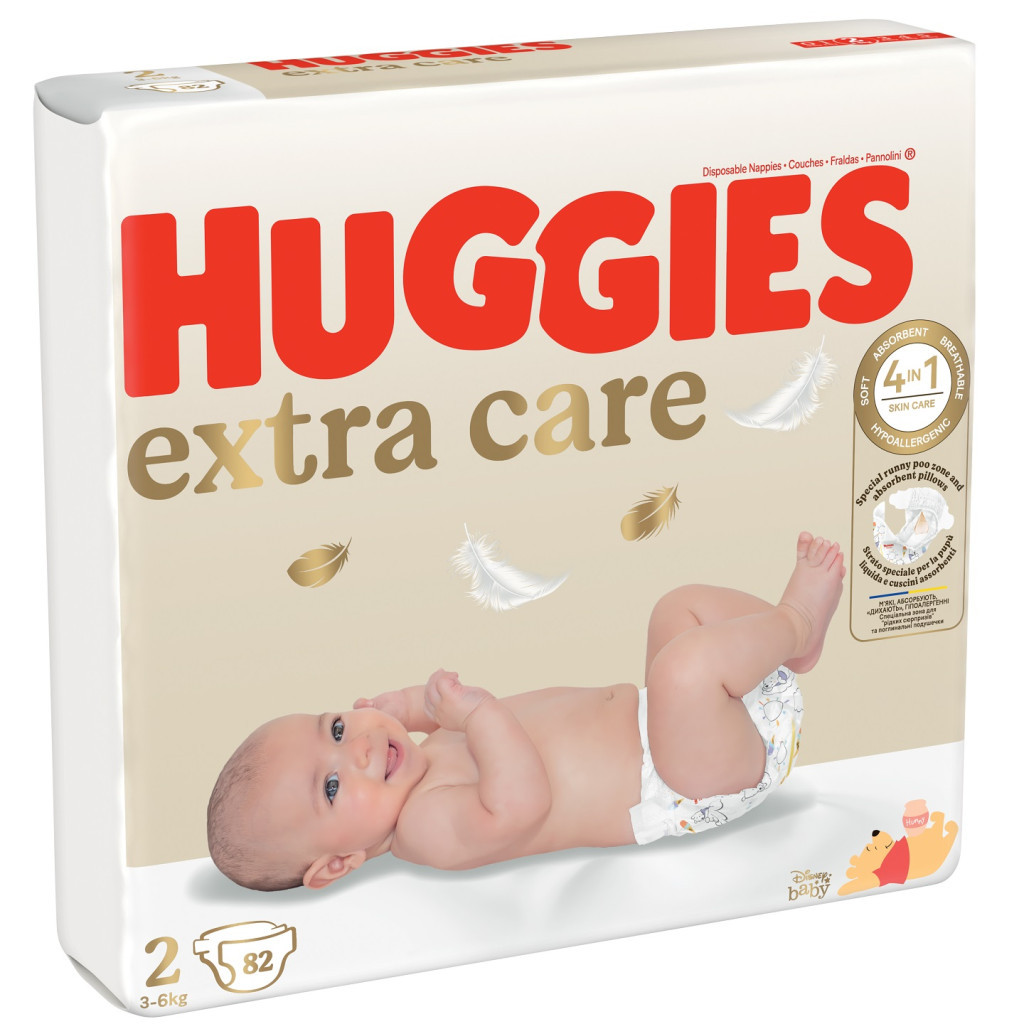 Підгузки Huggies Extra Care 2 (3-6 кг), 82 шт (5029053578088) - фото 2 Підгузки Huggies Extra Care 2 (3-6 кг), 82 шт (5029053578088) - фото 2
