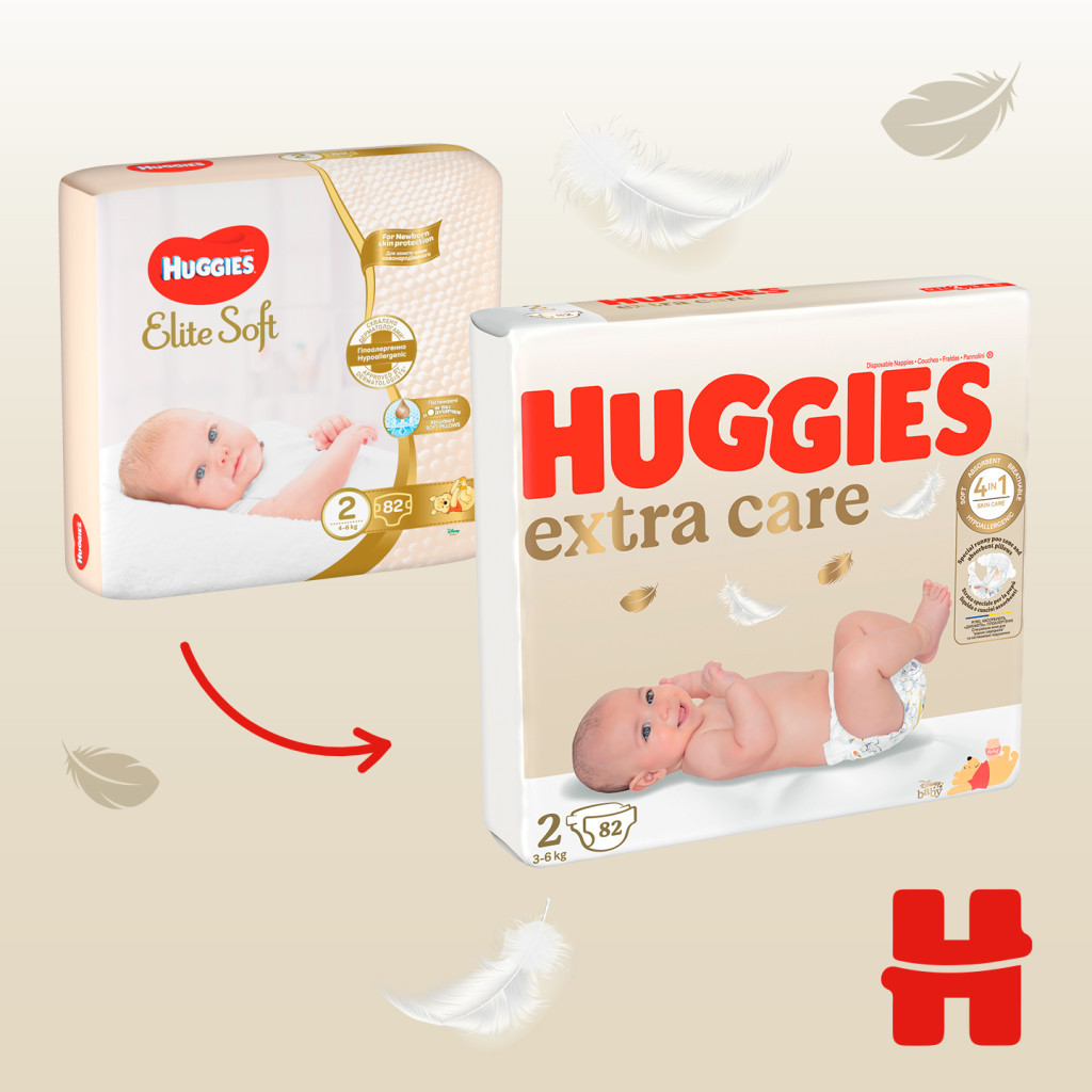 Підгузки Huggies Extra Care 2 (3-6 кг), 82 шт (5029053578088) - фото 5 Підгузки Huggies Extra Care 2 (3-6 кг), 82 шт (5029053578088) - фото 5