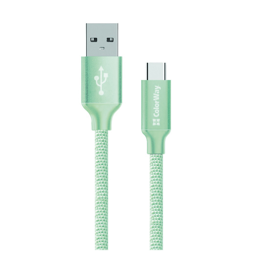 Дата кабель USB 2.0 AM to USB-C 1.0m mint ColorWay (CW-CBUC003-MT) - фото 1 Дата кабель USB 2.0 AM to USB-C 1.0m mint ColorWay (CW-CBUC003-MT) - фото 1