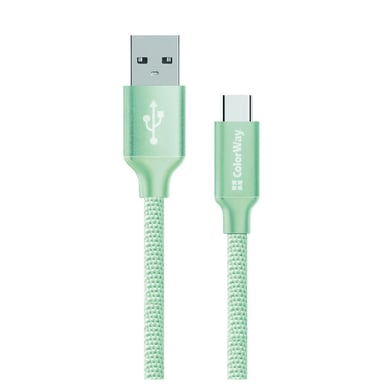 Дата кабель USB 2.0 AM to USB-C 1.0m mint ColorWay (CW-CBUC003-MT) - фото 1