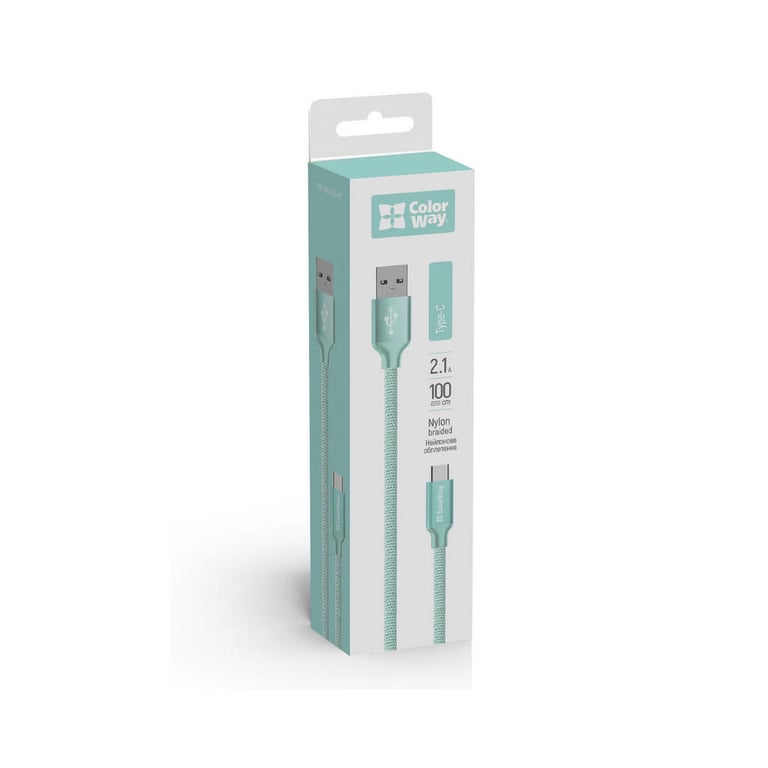 Дата кабель USB 2.0 AM to USB-C 1.0m mint ColorWay (CW-CBUC003-MT) - фото 3