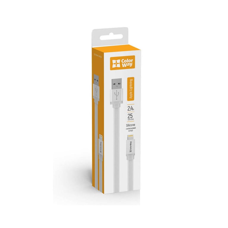 Дата кабель USB 2.0 AM to Lightning 0.25m white ColorWay (CW-CBUM-LM25W) - фото 4