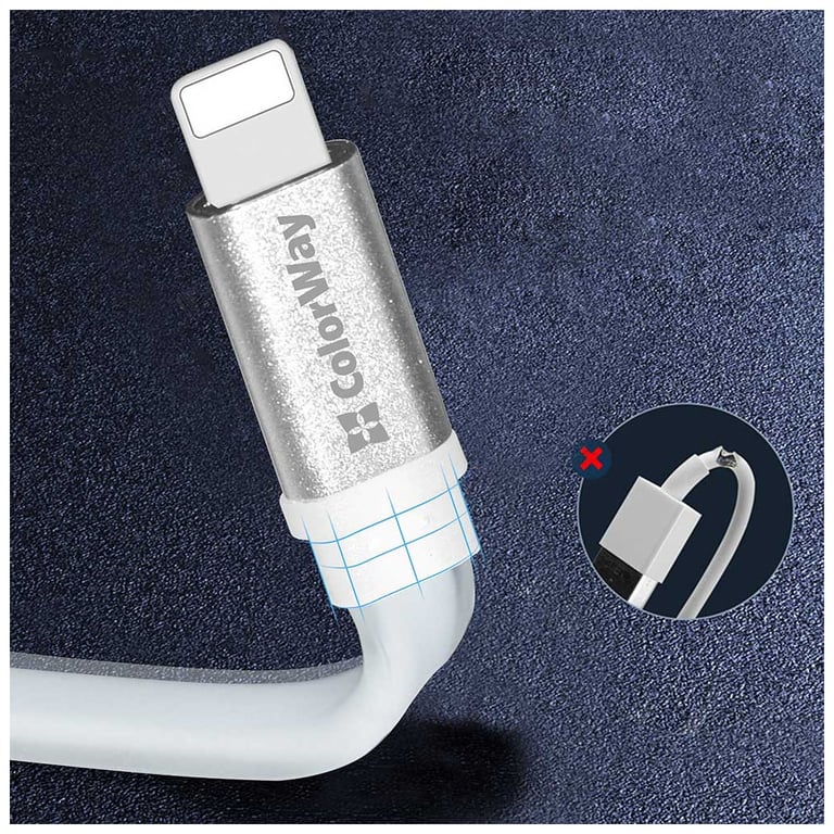 Дата кабель USB 2.0 AM to Lightning 0.25m white ColorWay (CW-CBUM-LM25W) - фото 5
