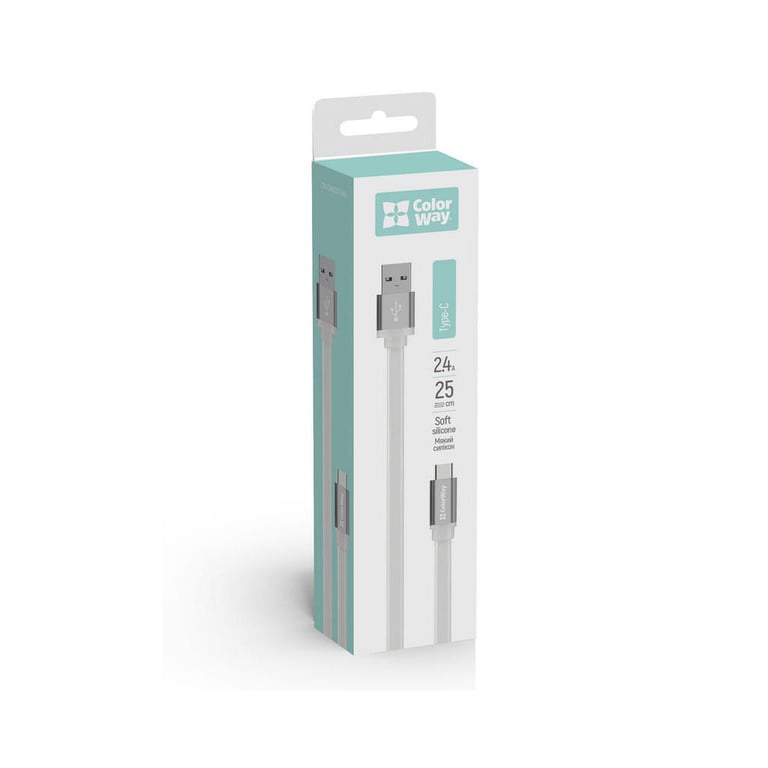 Дата кабель USB 2.0 AM to USB-C 0.25m white ColorWay (CW-CBUC001-WH) - фото 2