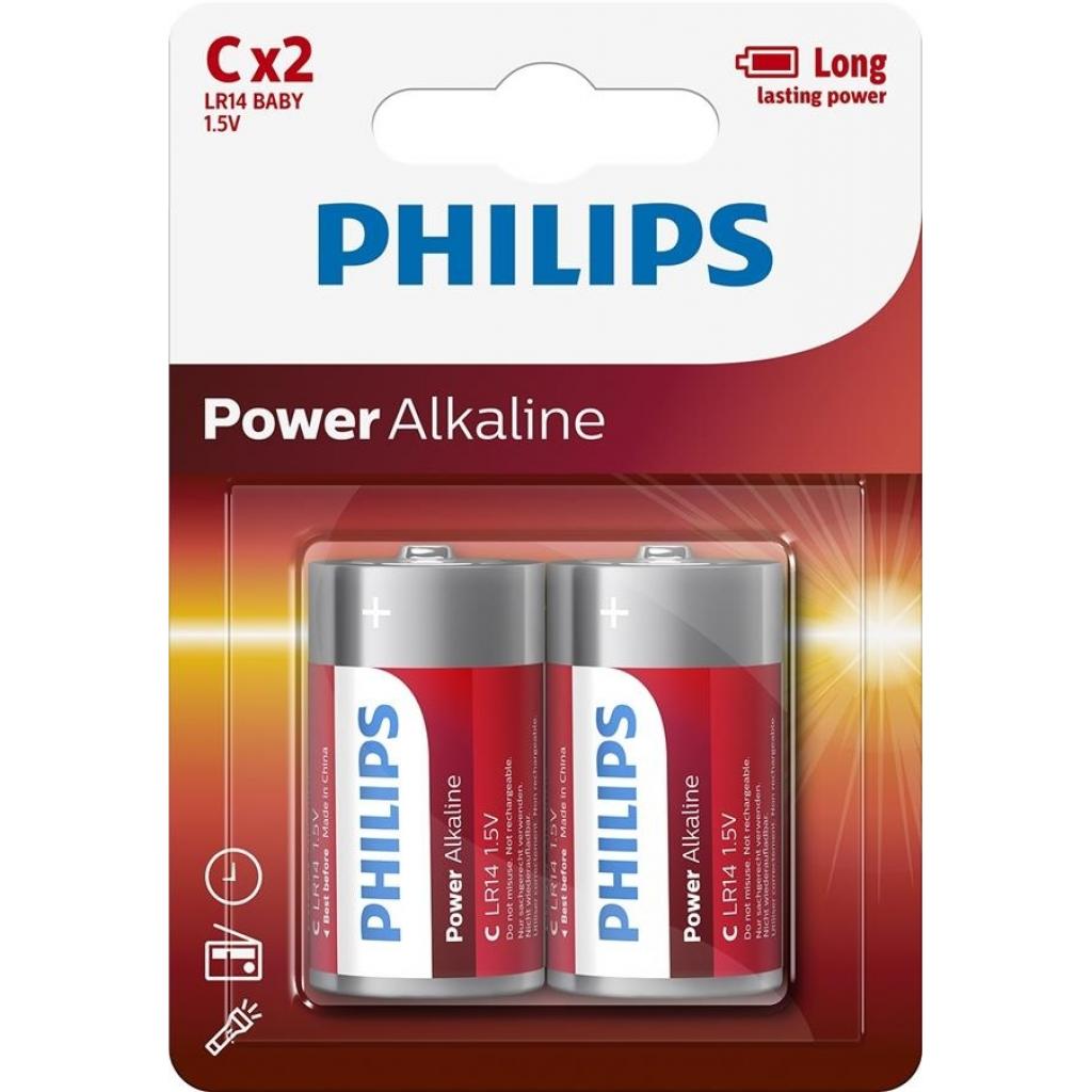 Батарейка Philips C LR14 Power Alkaline * 2 (LR14P2B/10) - фото 1