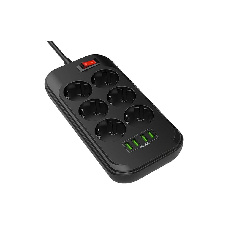 Мережевий фільтр живлення ColorWay CW-CHE64B, 6 розеток/4USB Black (CW-CHE64B) - фото 3
