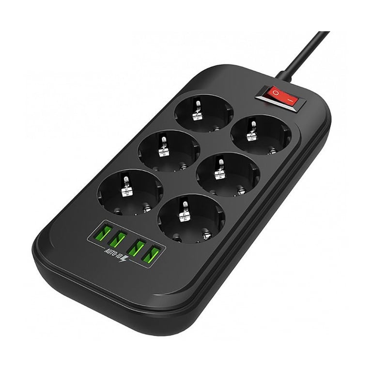 Мережевий фільтр живлення ColorWay CW-CHE64B, 6 розеток/4USB Black (CW-CHE64B) - фото 4