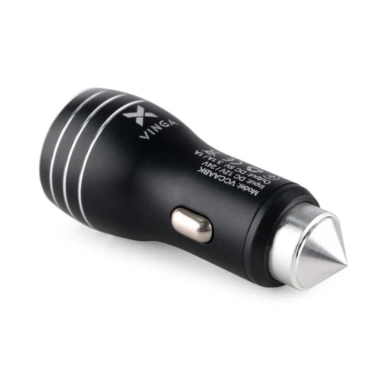 Зарядний пристрій Vinga Dual USB Car Charger aluminium 15.5W Max (VCCAABK) - фото 2