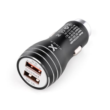 Зарядний пристрій Vinga QC3 Quick Dual USB Car Charger aluminium 18W Max (VCCQAABK) - фото 1