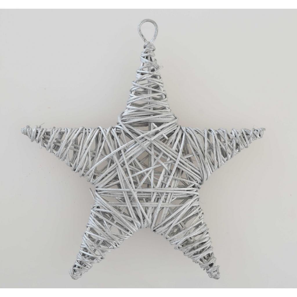 Ялинкова іграшка YES! Fun Зірка ротангова срібна, 15 см (973300) - фото 1