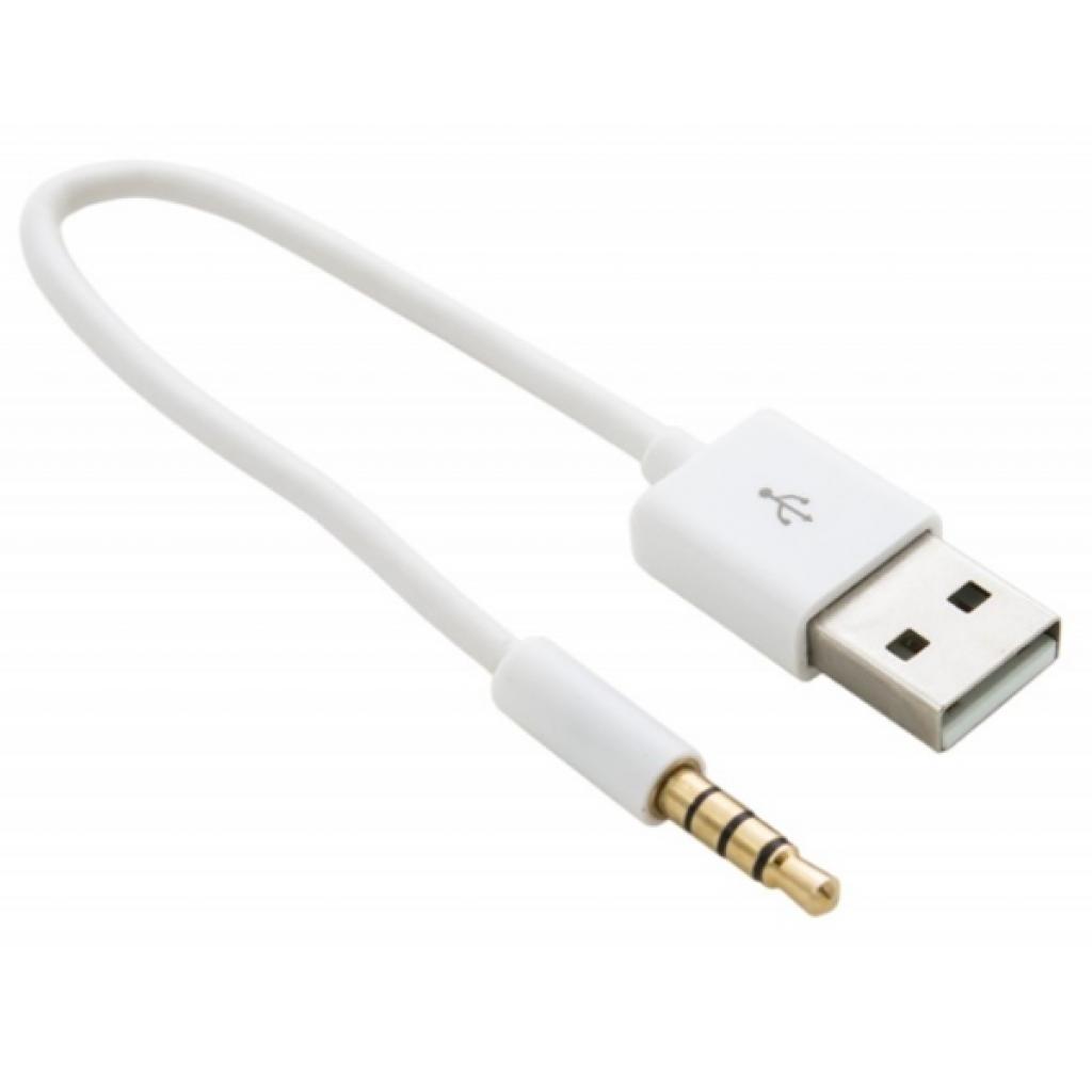 Дата кабель USB 2.0 AM to 3.5mm M 0.15m for iPod Shuffle Charge&Sync White Extradigital (KBA1651) - фото 1