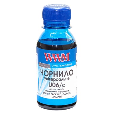 Чорнило WWM Canon/HP/Lexmark 100г Cyan (U06/C-2) - фото 1