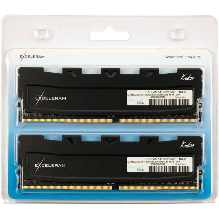 Модуль пам'яті для комп'ютера DDR4 16GB (2x8GB) 3200 MHz Kudos Black eXceleram (EKBLACK4163216AD) - фото 2