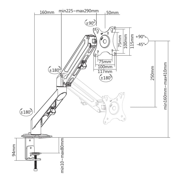 Кронштейн Brateck LDT25-C012 - фото 6