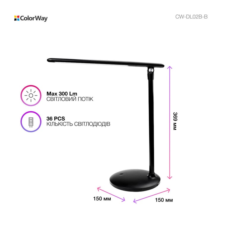 Настільна лампа ColorWay 4W with built-in battery 1800 mAh USB in/out 5V*1A, black (CW-DL02B-B) - фото 4
