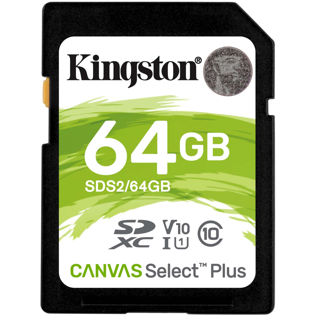 Карта пам%27яті Kingston 64GB SDXC class 10 UHS-I U3 Canvas Select Plus (SDS2/64GB) - головне фото
