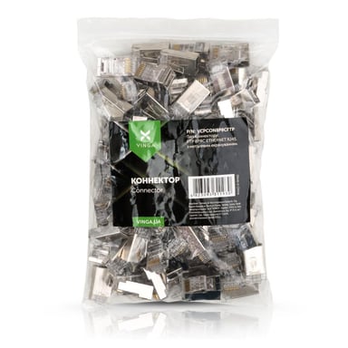 Конектор Vinga RJ-45 FTP 100 шт. (VCPCON8P8CFTP) - фото 1