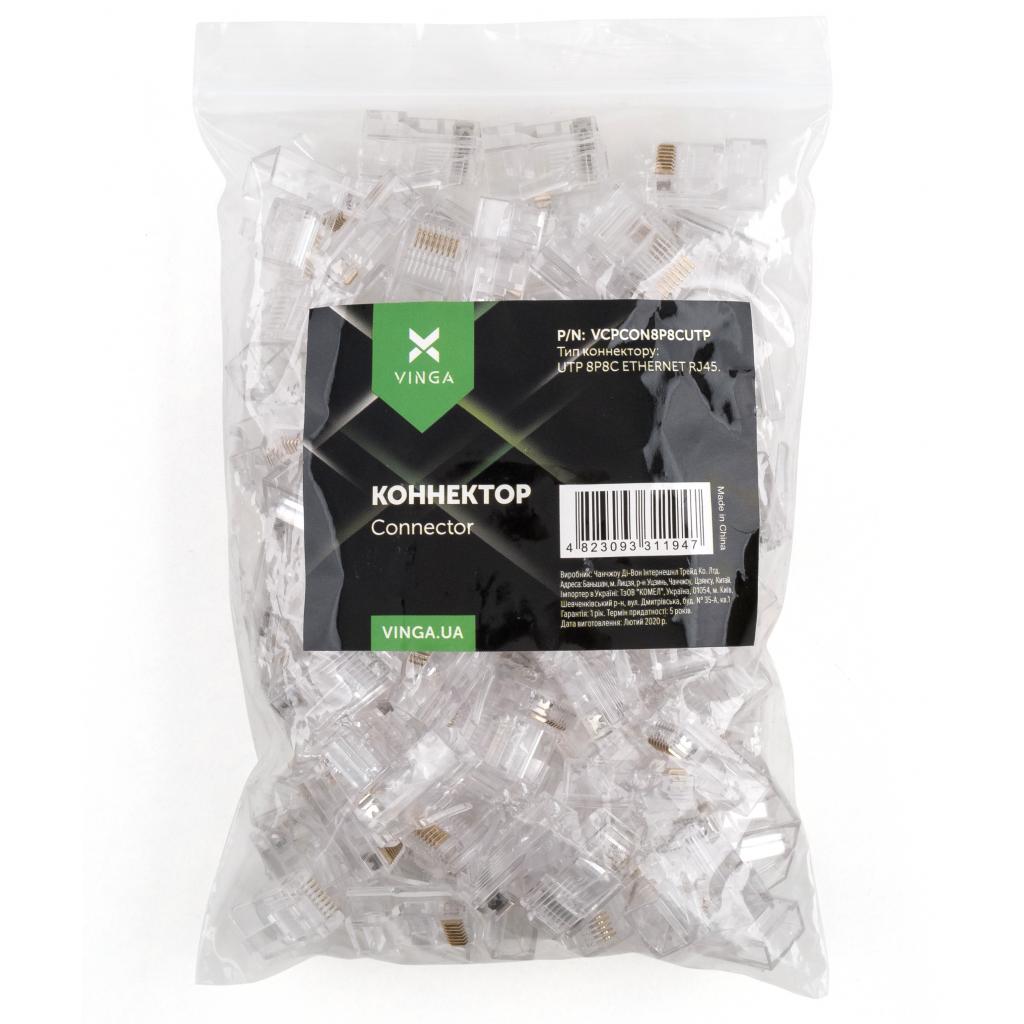 Конектор Vinga RJ-45 UTP 100 шт. (VCPCON8P8CUTP) Конектор Vinga RJ-45 UTP 100 шт. (VCPCON8P8CUTP)