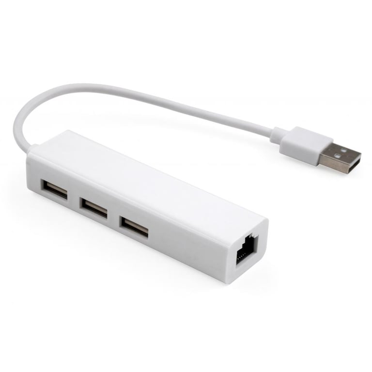 Концентратор Vinga 3xUSB2.0 + RJ45 100Mbps (VCP2H3USB2LANWH) - фото 1