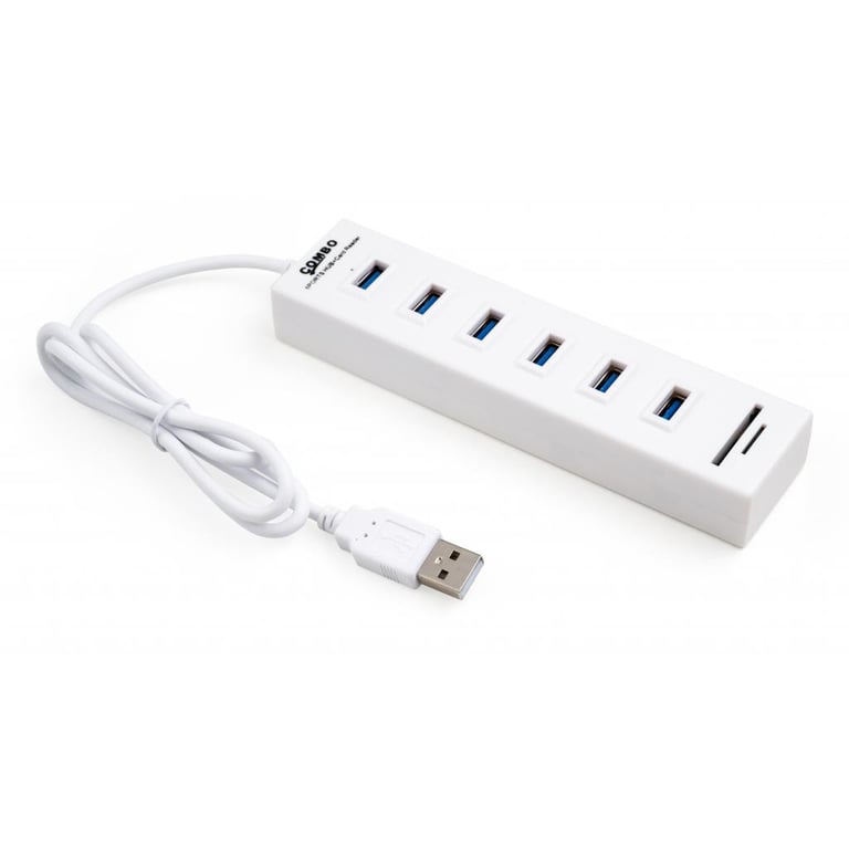 Концентратор Vinga 6xUSB2.0 + card-reader with switch 0.8m (VCP2H6USBCRSWWH) - фото 2