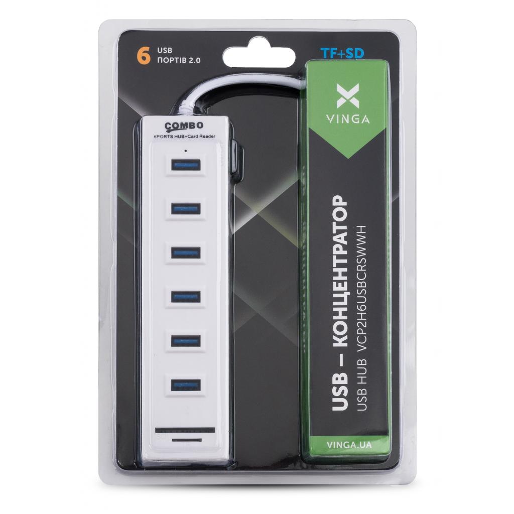 Концентратор Vinga 6xUSB2.0 + card-reader with switch 0.8m (VCP2H6USBCRSWWH) - фото 3 Концентратор Vinga 6xUSB2.0 + card-reader with switch 0.8m (VCP2H6USBCRSWWH) - фото 3