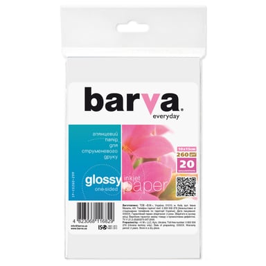 Фотопапір Barva 10x15, 260g/m2, Everyday, Glossy 20с (IP-CE260-299) - фото 1