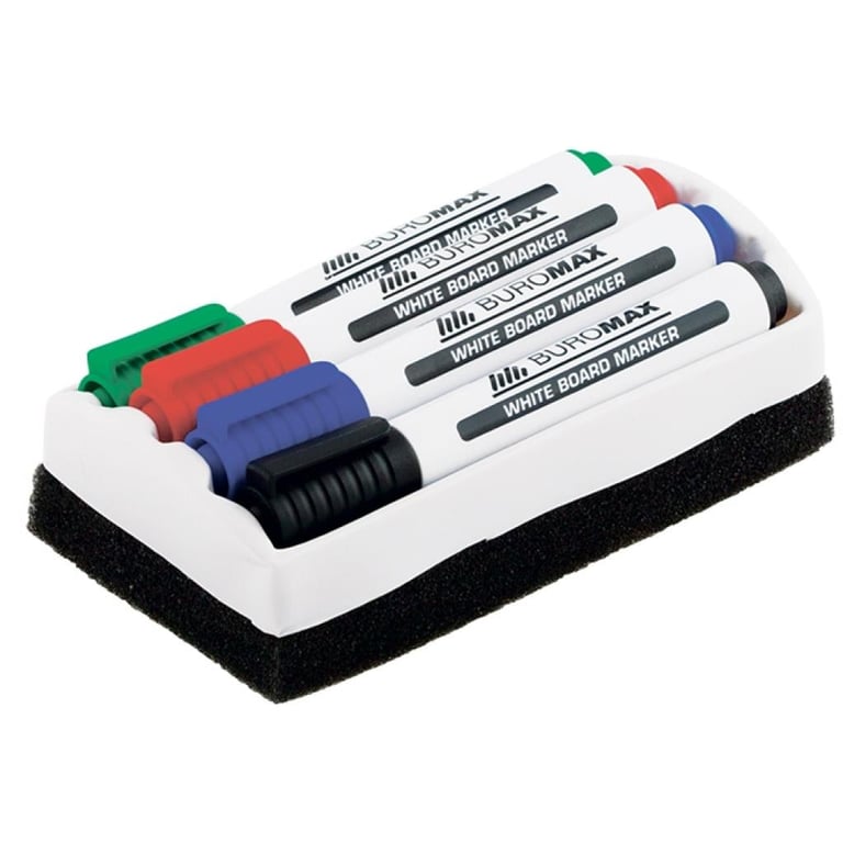 Набір маркерів Buromax JOBMAX Board, SET*4шт+губка (BM.8800-84) - фото 1