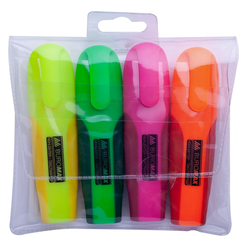 Набір маркерів Buromax highlighter pen, NEON, chisel tip, SET 4 colors (BM.8904-84) - фото 3 Набір маркерів Buromax highlighter pen, NEON, chisel tip, SET 4 colors (BM.8904-84) - фото 3