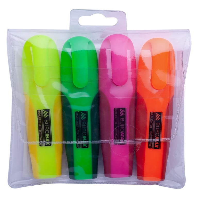 Набір маркерів Buromax highlighter pen, NEON, chisel tip, SET 4 colors (BM.8904-84) - фото 3
