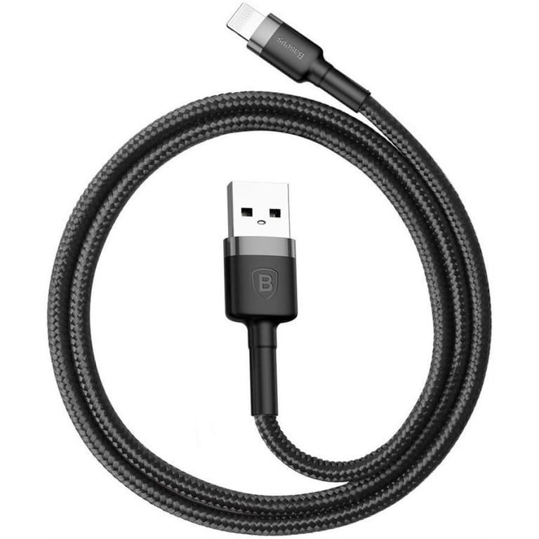 Дата кабель USB 2.0 AM to Lightning 1.0m Cafule 2.4A gray+black Baseus (CALKLF-BG1) - фото 3