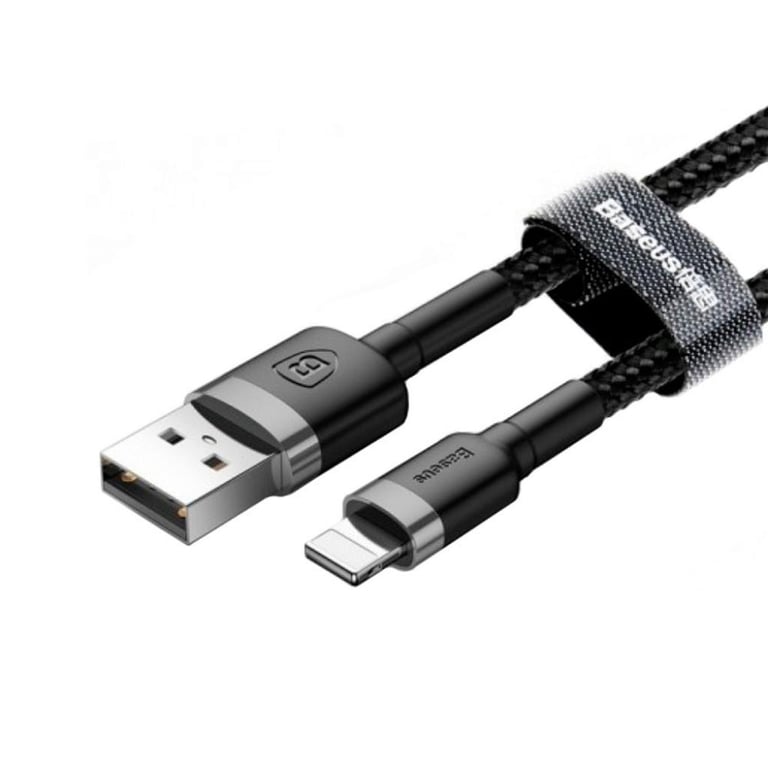 Дата кабель USB 2.0 AM to Lightning 1.0m Cafule 2.4A gray+black Baseus (CALKLF-BG1) - фото 4