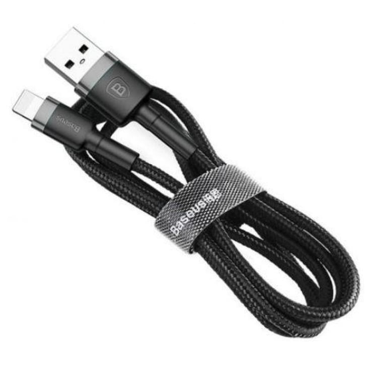 Дата кабель USB 2.0 AM to Lightning 2.0m Cafule 1.5A gray+black Baseus (CALKLF-CG1) - фото 1