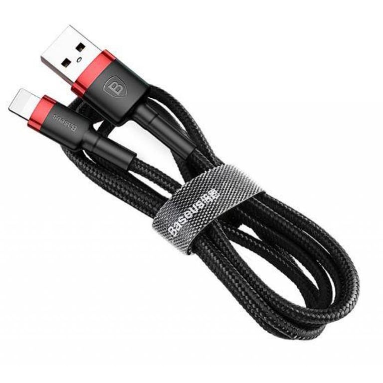 Дата кабель USB 2.0 AM to Lightning 0.5m Cafule 2.4A red+black Baseus (CALKLF-A19) - фото 1