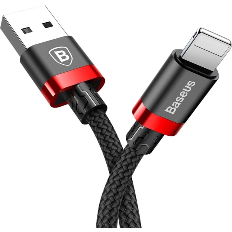 Дата кабель USB 2.0 AM to Lightning 0.5m Cafule 2.4A red+black Baseus (CALKLF-A19) - фото 3