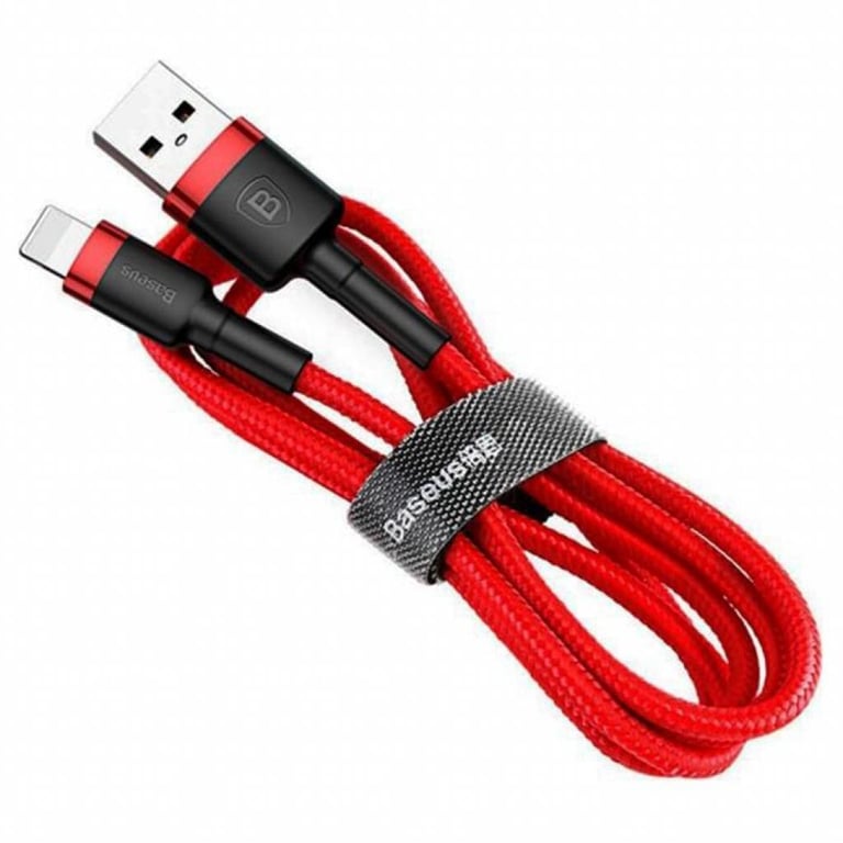 Дата кабель USB 2.0 AM to Lightning 1.0m Cafule 2.4A red+red Baseus (CALKLF-B09) - фото 1