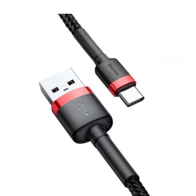 Дата кабель USB 2.0 AM to USB-C 1.0m Cafule 3A red+black Baseus (CATKLF-B91) - фото 2