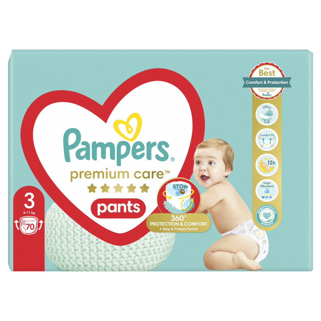 Підгузки Pampers Premium Care Pants Midi Розмір 3 70 шт (8001090759955) - фото 2 Підгузки Pampers Premium Care Pants Midi Розмір 3 70 шт (8001090759955) - фото 2