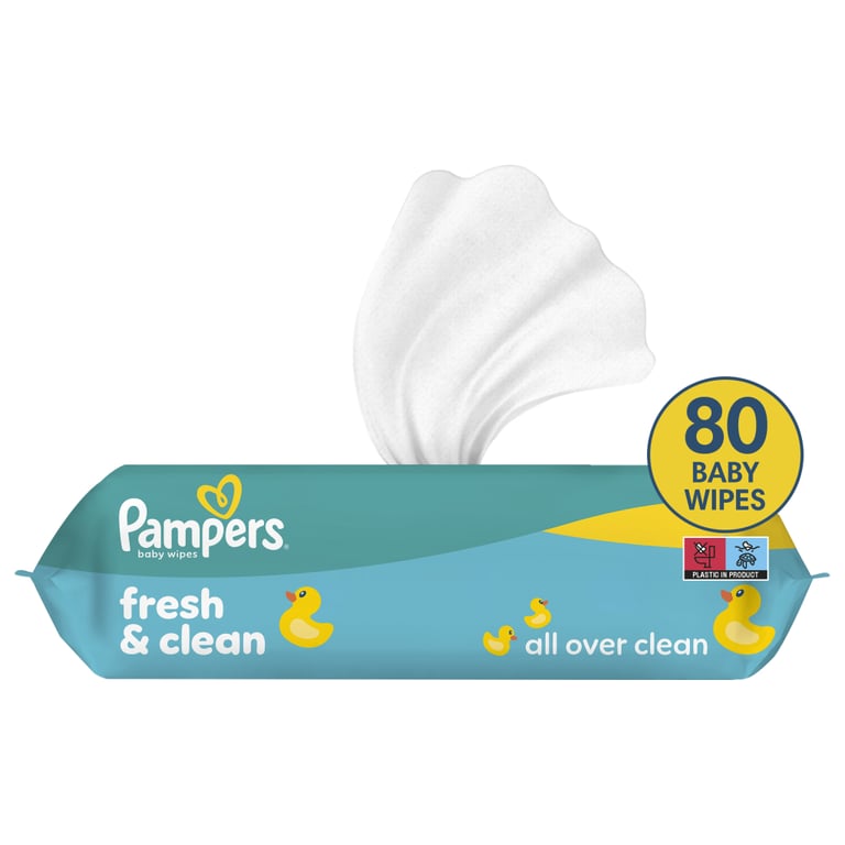 Дитячі вологі серветки Pampers Fresh Clean 80 шт (8001841077598) - фото 1