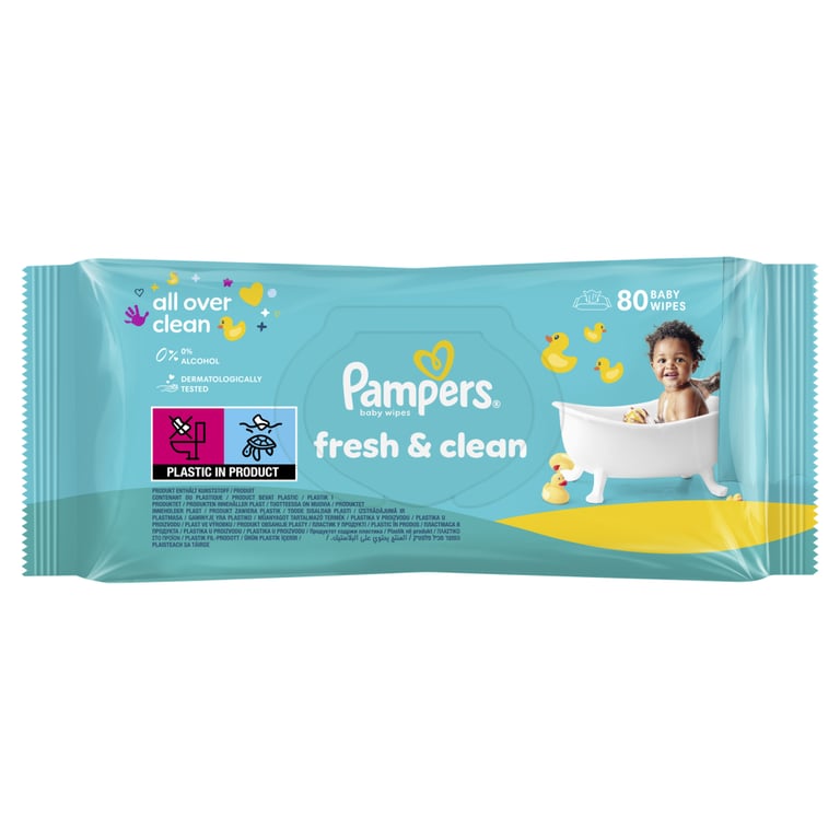 Дитячі вологі серветки Pampers Fresh Clean 80 шт (8001841077598) - фото 2