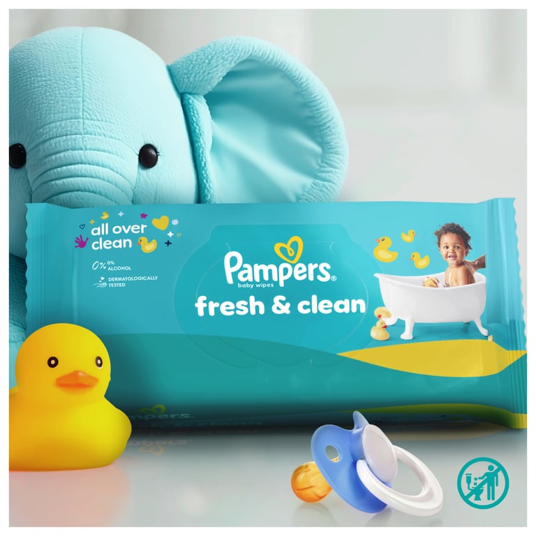 Дитячі вологі серветки Pampers Fresh Clean 80 шт (8001841077598) - фото 3