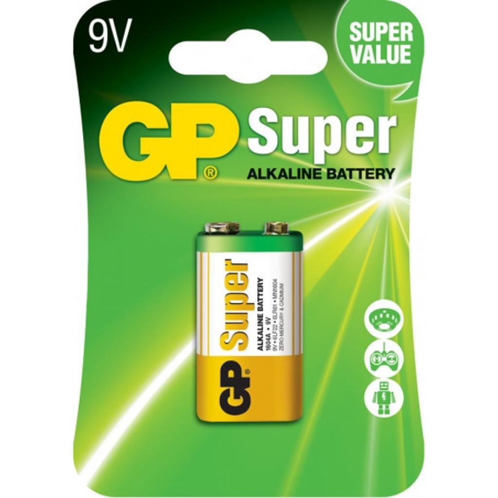 Батарейка Gp Крона Super Alcaline 6F22 / 6LR61 9V * 1 (1604A-5UE1 / 4891199002311) - фото 1
